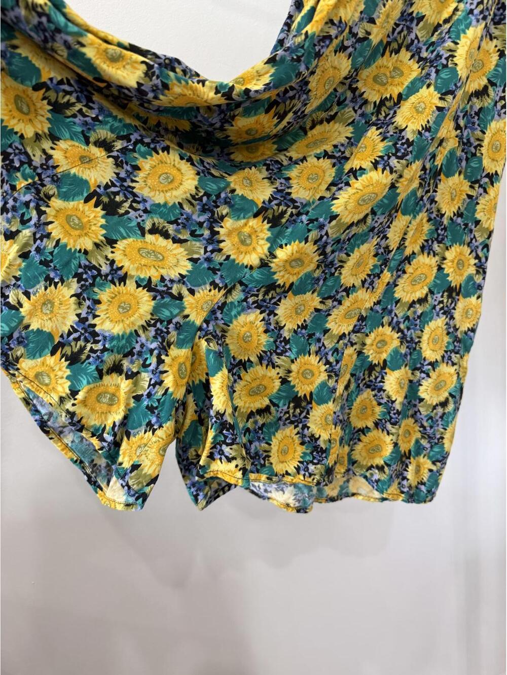 y2k mini dress Yellow Sunflower Print Spaghetti Strap Dress Vintage Small - Picture 5 of 7